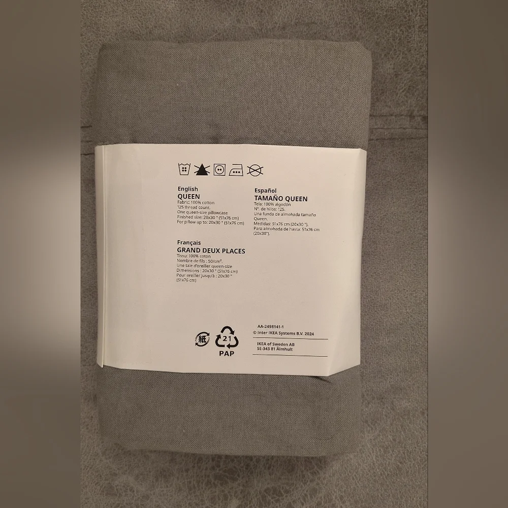 ÄNGSLILJA Queen Pillowcase - Gray by IKEA